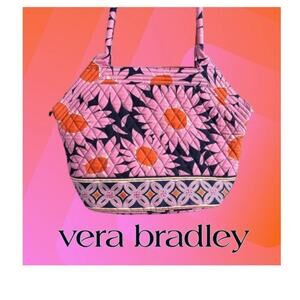 Vera Bradley Love Me Print (Retired) Bag Pink Navy Orange Sunflowers 16X11X6
